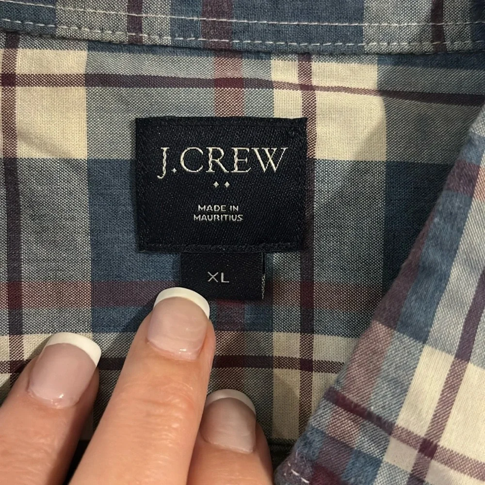 J. Crew‎ Men's 100% Cotton Plaid Button Down Shirt Red, Blue, & White sz XL